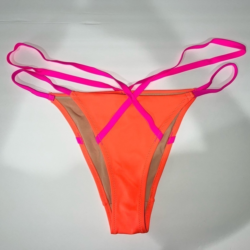 L'Agent by Agent Provocateur Eleena Orange Pink Strappy Bathing Suit Bottom